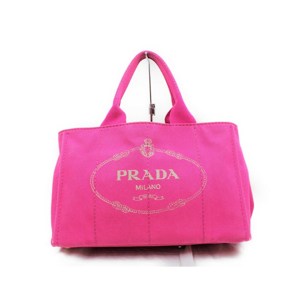 PRADA CANAPA FUXIA Handbag Tote Bag Shoulder Shocking Pink Canvas